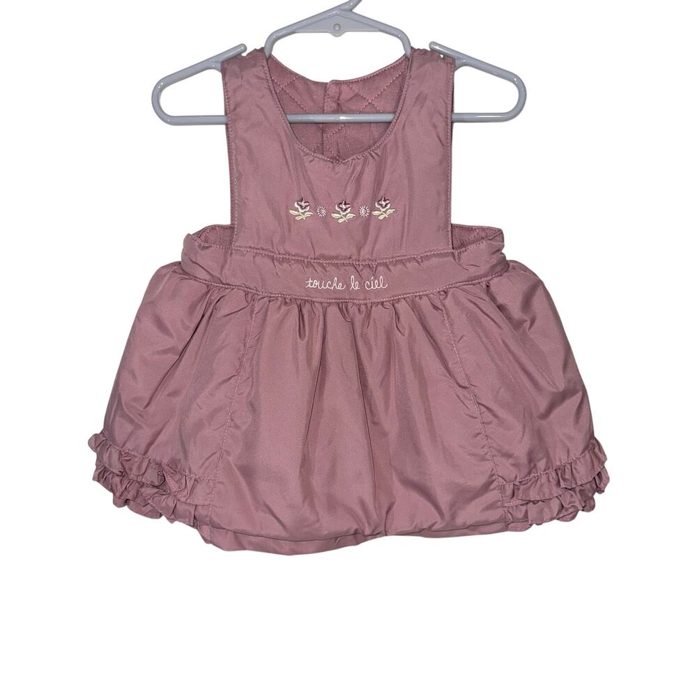 Lullaby Club Baby Girls Mauve Pink 'Touche Le Ciel' Puffer Jumper Dress 3/6M